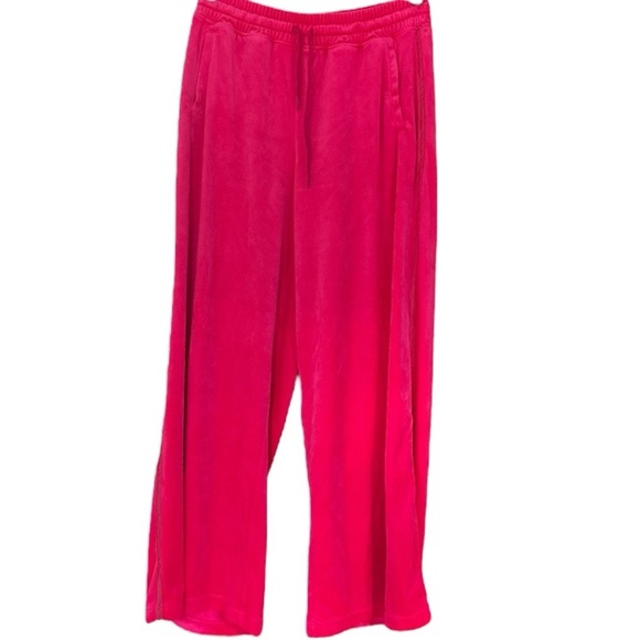 aerie Pants - Aerie Barbie Pink Velour Wide Leg Pants Size Large Y2K Vibes Comfy Cute Casual